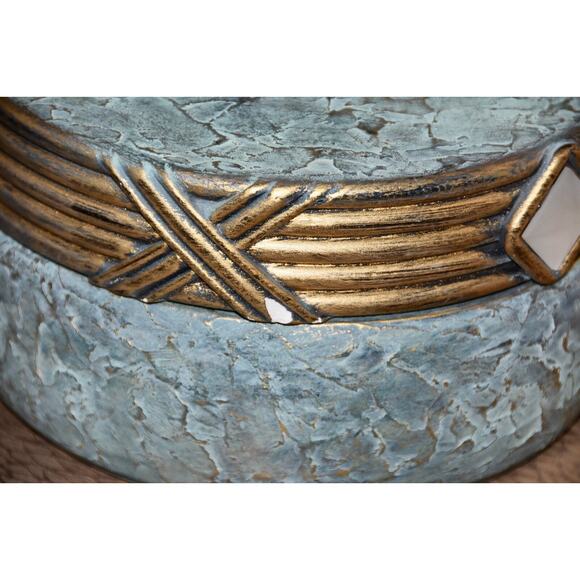 Jaru Designer Art Deco Green and Gold Cast Ceramic Trinket Candy Box - Picture 6 of 10